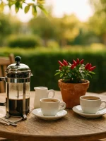Cafetière op terras